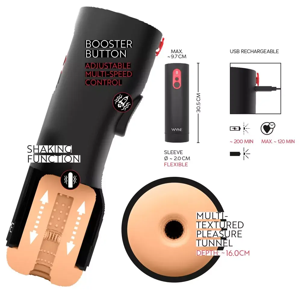 Мастурбатор WYNE Silicone Black — полностью автоматический 08 Photo 13