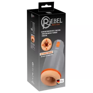 Masturbator Rebel Silicone Black — vibrating glans masturbator, 3 speeds, 7 modes, rechargeable, total length 20.4 cm, insertion depth 7.5 cm