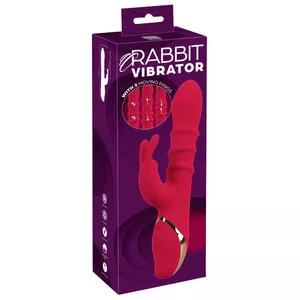 Rabbit vibrator you2toys Silicone Pink — dual-stimulation, 3 moving rings, 10 vibration modes, rechargeable, waterproof, 23.7 cm