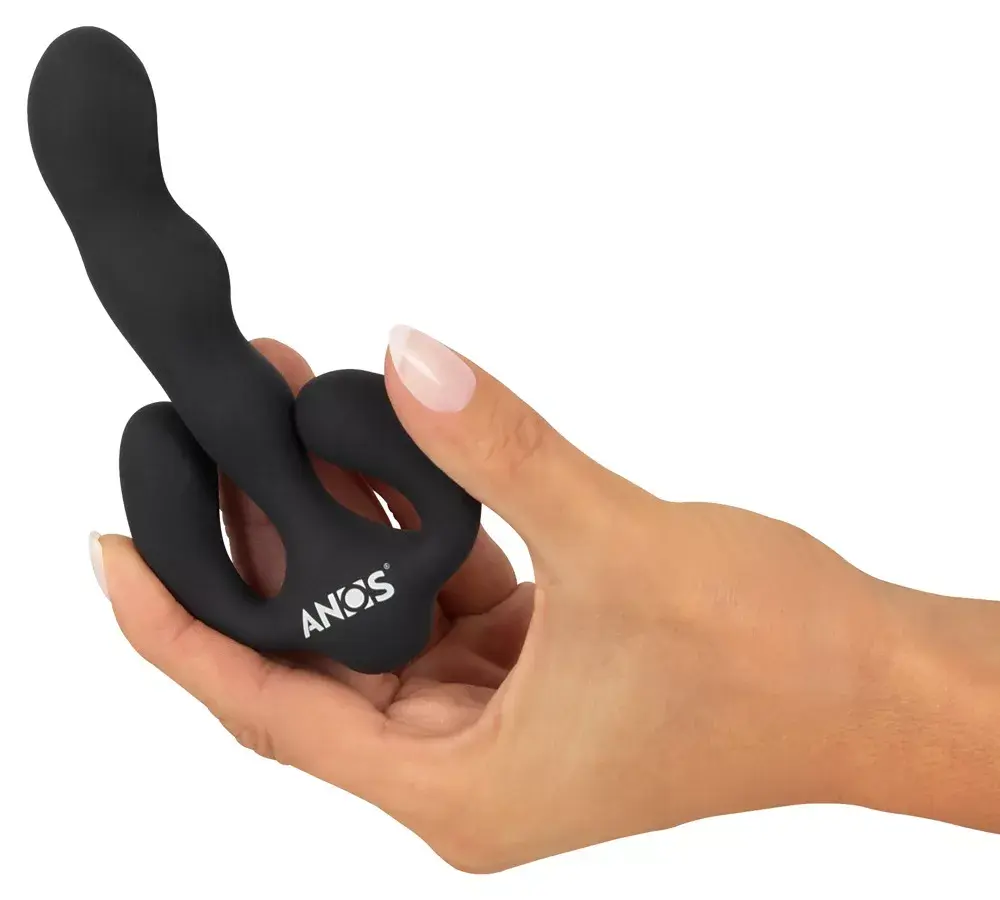 Анальный вибратор ANOS Silicone Black — 3 мотора, перезаряжаемый Photo 9