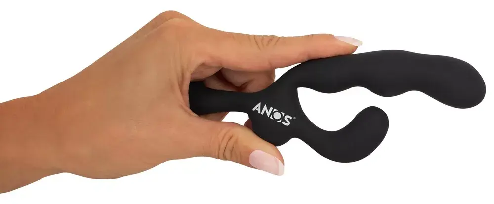 Анальный вибратор ANOS Silicone Black — 3 мотора, перезаряжаемый Photo 10