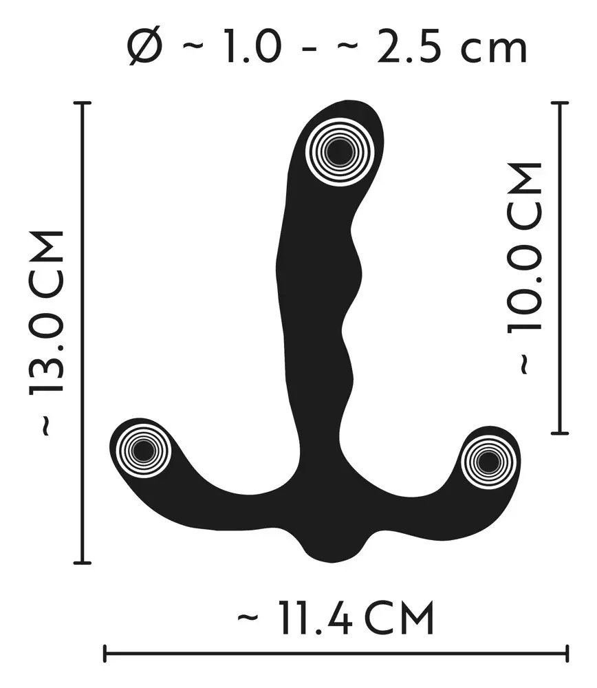 Анальный вибратор ANOS Silicone Black — 3 мотора, перезаряжаемый Photo 13