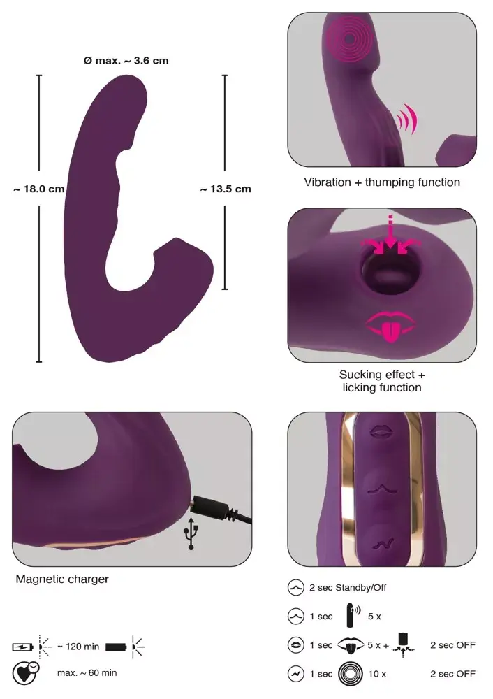 Вибратор Javida Silicone Purple — 4 функции, перезаряжаемый Photo 15