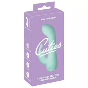 Mini vibrator Cuties Silicone Green — rechargeable, 13.6 cm total length, 8.5 cm insertion, Ø 2.2–3 cm, 10 modes