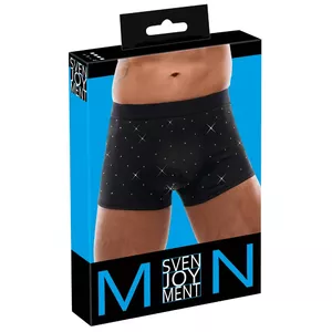 Мужские брюки slim-fit Svenjoyment модель 21331721701 — чёрный микрофибра, блестящие стразы, эластичный пояс, 90% полиэстер 10% спандекс