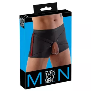 Мужские трусы Svenjoyment M. Pants чёрно‑красные XL — боксер‑брифы с фронтальным отверстием, металлическое кольцо (Ø 5 см), 90% полиэстер 10% спандекс