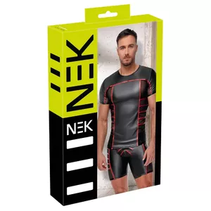 Мужские шорты NEK 21616721701 — черно-красные, размер S, 90% полиэстер 10% спандекс, вставки из сетки