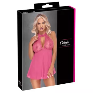 Negligee / Babydoll cottelli collection S/M Pink, lace top and powernet skirt, includes thong, 90% polyamide 10% spandex