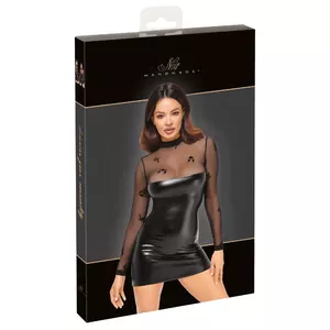Женское платье Noir 27185881041 — размер L, чёрное, powerwetlook с бархатной флокированной эластичной сеткой сверху