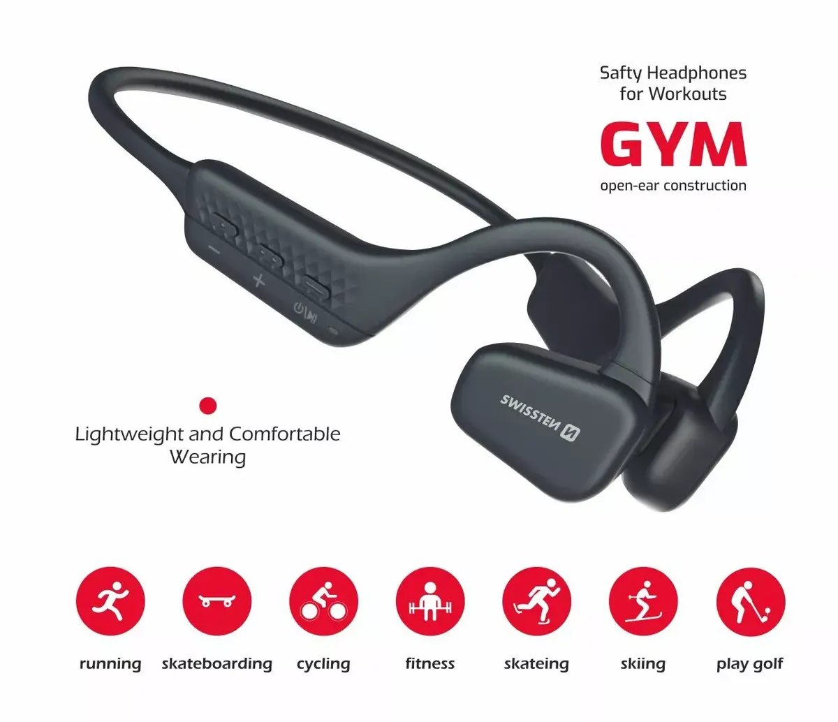 Kaulu vadīšanas austiņas SWISSTEN Gym Air Conduction Bluetooth Photo 2