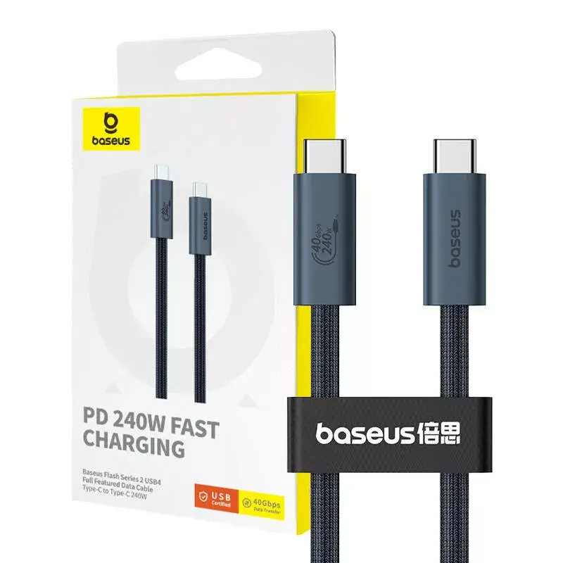 Кабель для быстрой зарядки Baseus Flash 2 240 Вт, 1 м, USB-C — USB-C (черный) Photo 3