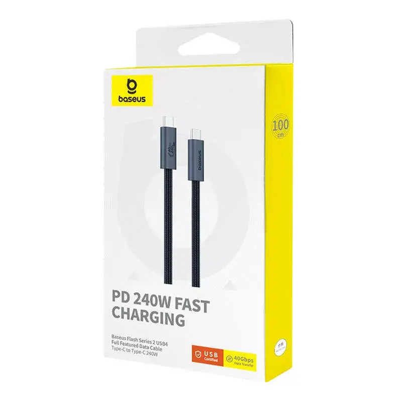 Кабель для быстрой зарядки Baseus Flash 2 240 Вт, 1 м, USB-C — USB-C (черный) Photo 8