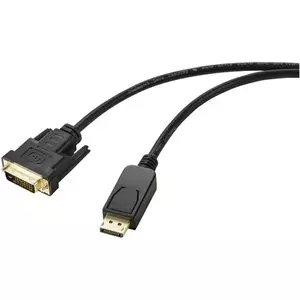 Renkforce DisplayPort / DVI adaptera kabelis DisplayPort vīrietis, DVI-D 24+1pin vīrietis kontaktdakša 1,80 m melns RF-5771518 DVI kabelis ar PVC apvalku (RF-5771518)