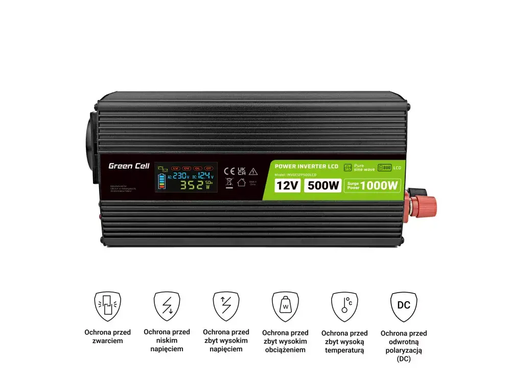 Green Cell INVGC12P500LCD инвертор 12В 500Вт Photo 6