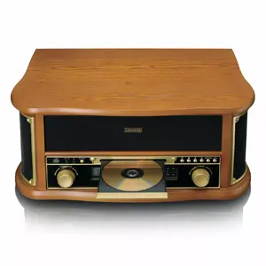 Виниловый проигрыватель Lenco TCD-2551WD Wood с ременным приводом — Bluetooth, CD, кассета, AM/FM, USB, 33/45/78 об/мин