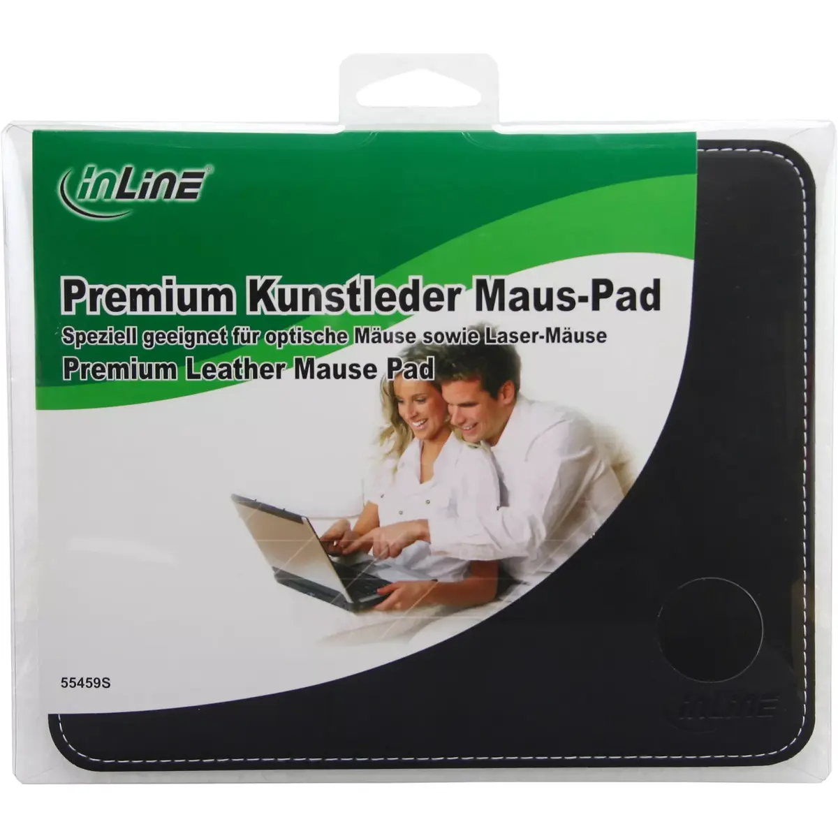 Mouse pad InLine Premium PU Leather black Photo 3
