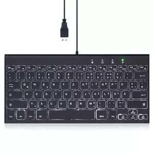 Клавиатура Perixx PERIBOARD-429 Универсальная USB QWERTZ Немецкая Черная Мини Проводная