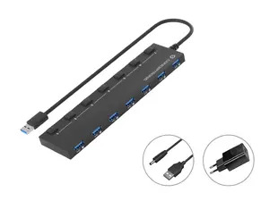 Conceptronic HUBBIES19BP 7-портовый концентратор USB 3.2 Gen 1 с адаптером питания USB-A в 7 x USB-A 5 Гбит/с кабель 90 см
