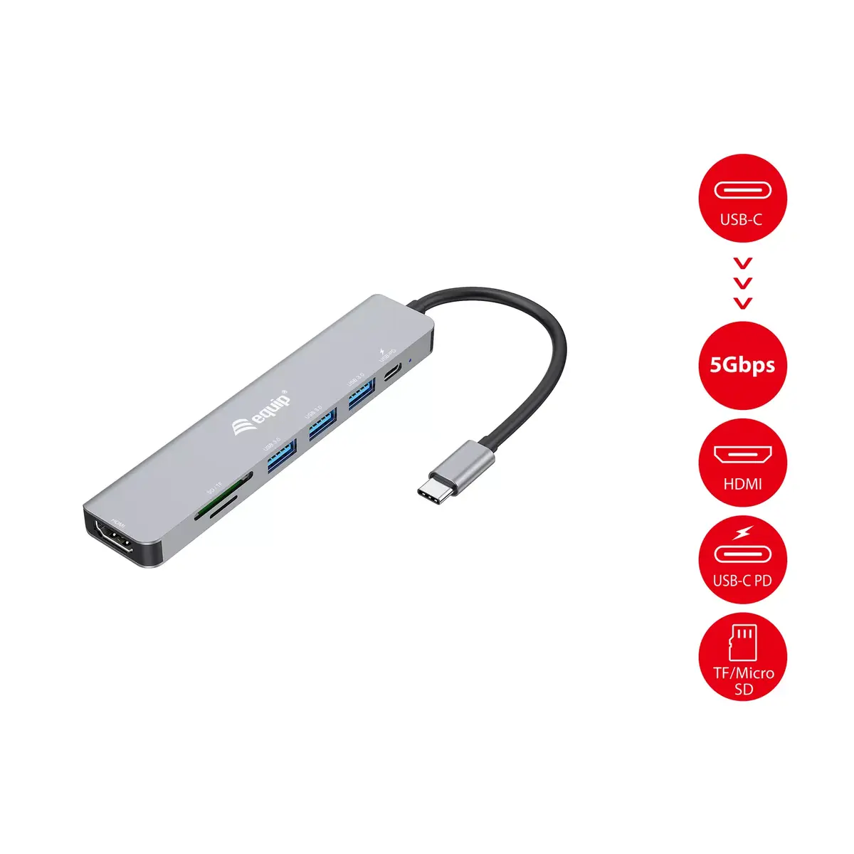USB-C 7 в 1 Многофункциональный адаптер Equip Photo 5