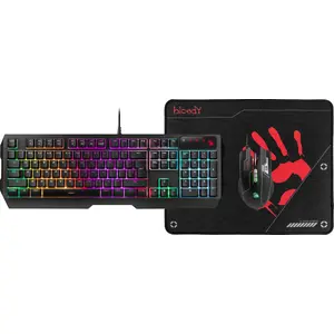 A4Tech Keyboard and Mouse Pad Set Bloody B1700 RGB Backlight — wired keyboard with RGB lighting and matching mouse pad