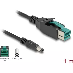 DeLOCK PoweredUSB cable male 12 V to DC 5.5 x 2.5 mm male 1 m