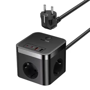 Сетевой фильтр Baseus PowerCombo Cube 3AC+2U+2C — 30 Вт, кабель 1,5 м, для внутри помещений, универсальная совместимость, чёрный, 0,494 кг