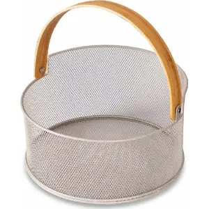 Fruit and Bread Basket Husla grey model 73947, metal woven storage basket