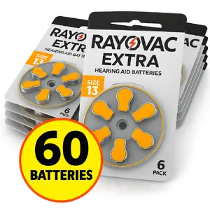 Ausu aparātu baterijas RAYOVAC Izmērs 13 (PR48) Cinka‑gaisa – 60 gab. iepakojums