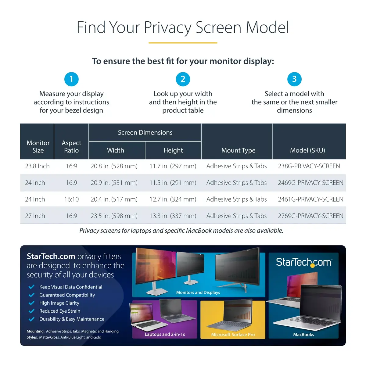 StarTech 24" Gold защитная шторка для монитора (16:9) Photo 11
