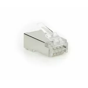 ACT CAT6A pass-through shielded modular RJ45 connector Gold contacts Silver Transparent
