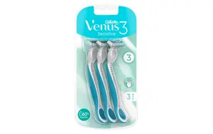 Vienreizlietojams skuveklis Gillette Venus 3 Sensitive — 3 gab., 3 asmeņu kārtridžs, kairinājumu mazinoša lenta