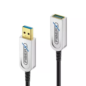 USB Cable FiberX FX-I650-010 USB A USB 3.2 Gen 1 10 m Black Silver