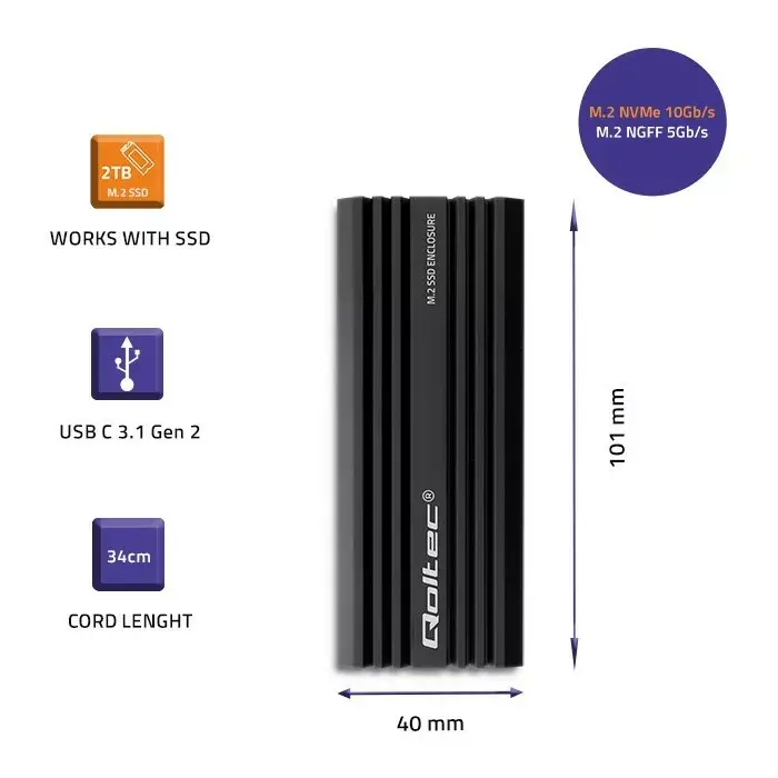Ārējais SSD korpuss QOLTEC NV2270 Photo 3