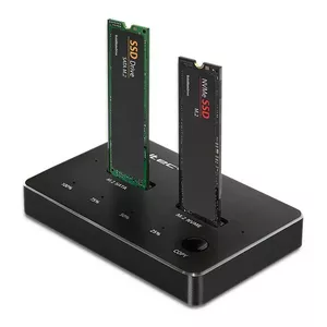 Ārējā SSD dokstacija QOLTEC 52274, M.2 NVMe/SATA duālais slots, USB-C, atbalsts 2 x 2TB