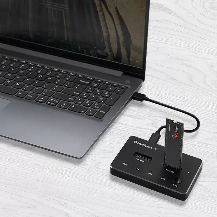 QOLTEC 52274 M.2 NVMe/SATA duālais SSD dokstacija USB‑C Photo 2