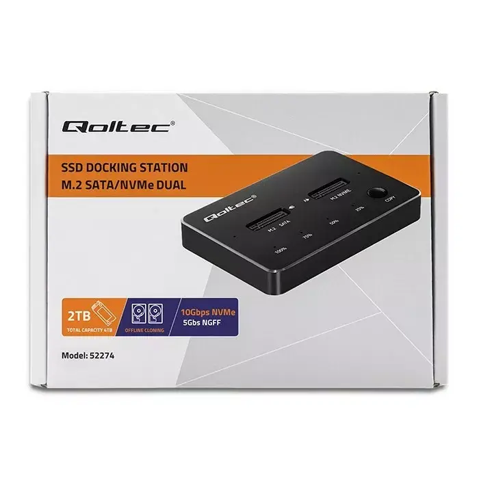 QOLTEC 52274 M.2 NVMe/SATA duālais SSD dokstacija USB‑C Photo 13