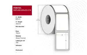 Capture SHIPLABEL105X251-C76 Printer Labels Direct Thermal White Roll 10.5 x 25.1 cm 2800 Pieces