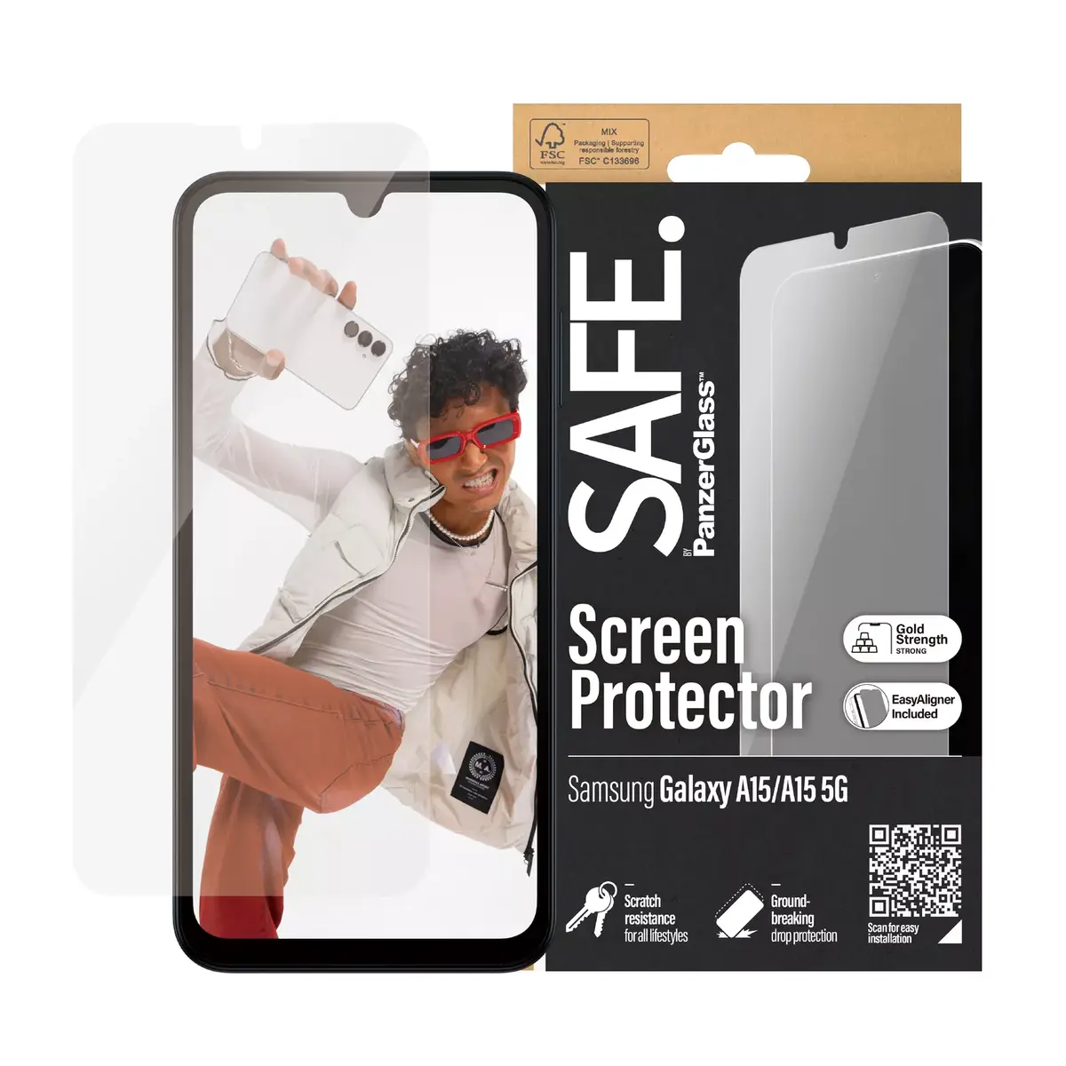 Ekrāna aizsargs PanzerGlass SAFE. no Samsung Galaxy A15 A15 5G Photo 2