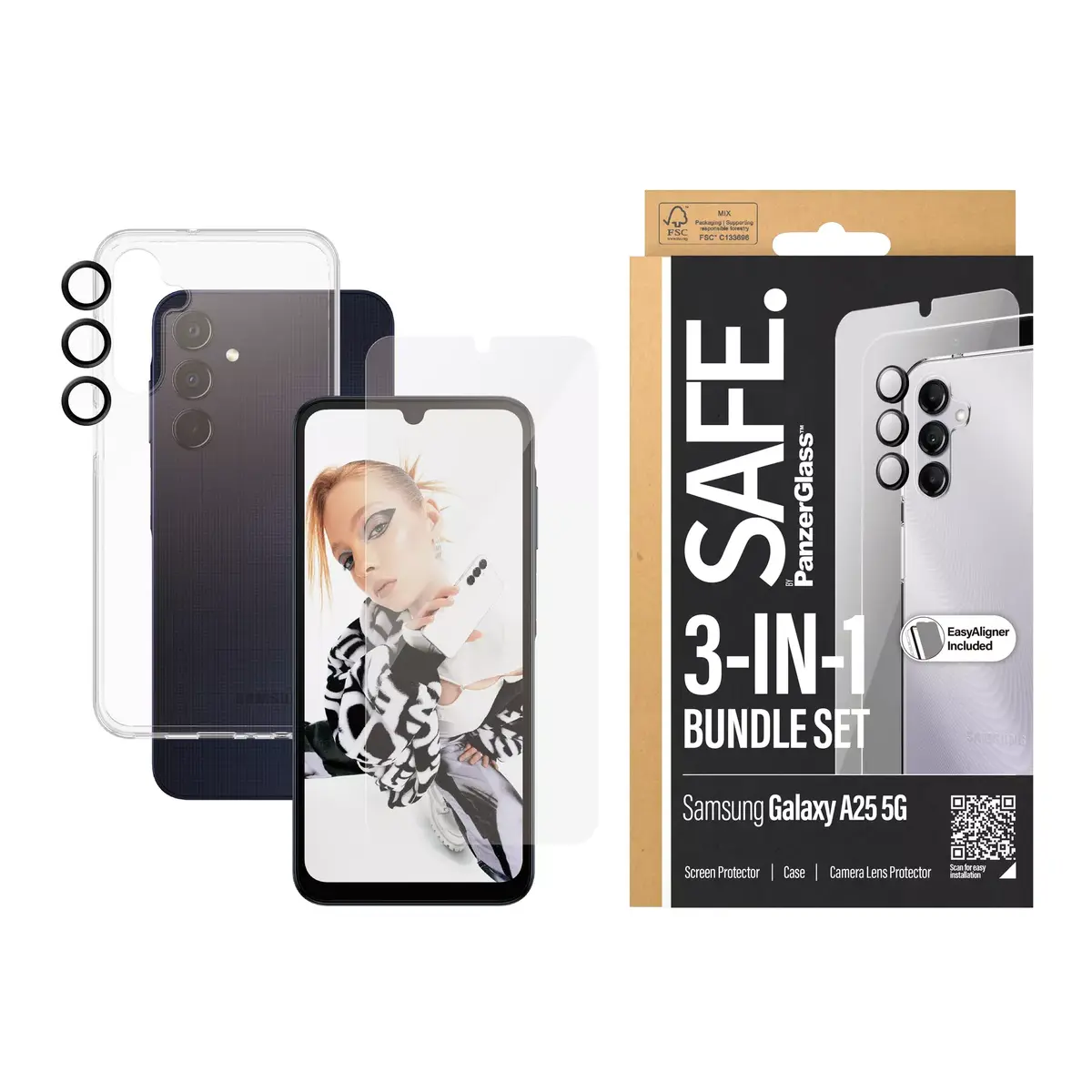 3-в-1 Защитный комплект PanzerGlass SAFE. Samsung Galaxy A25 5G Photo 2