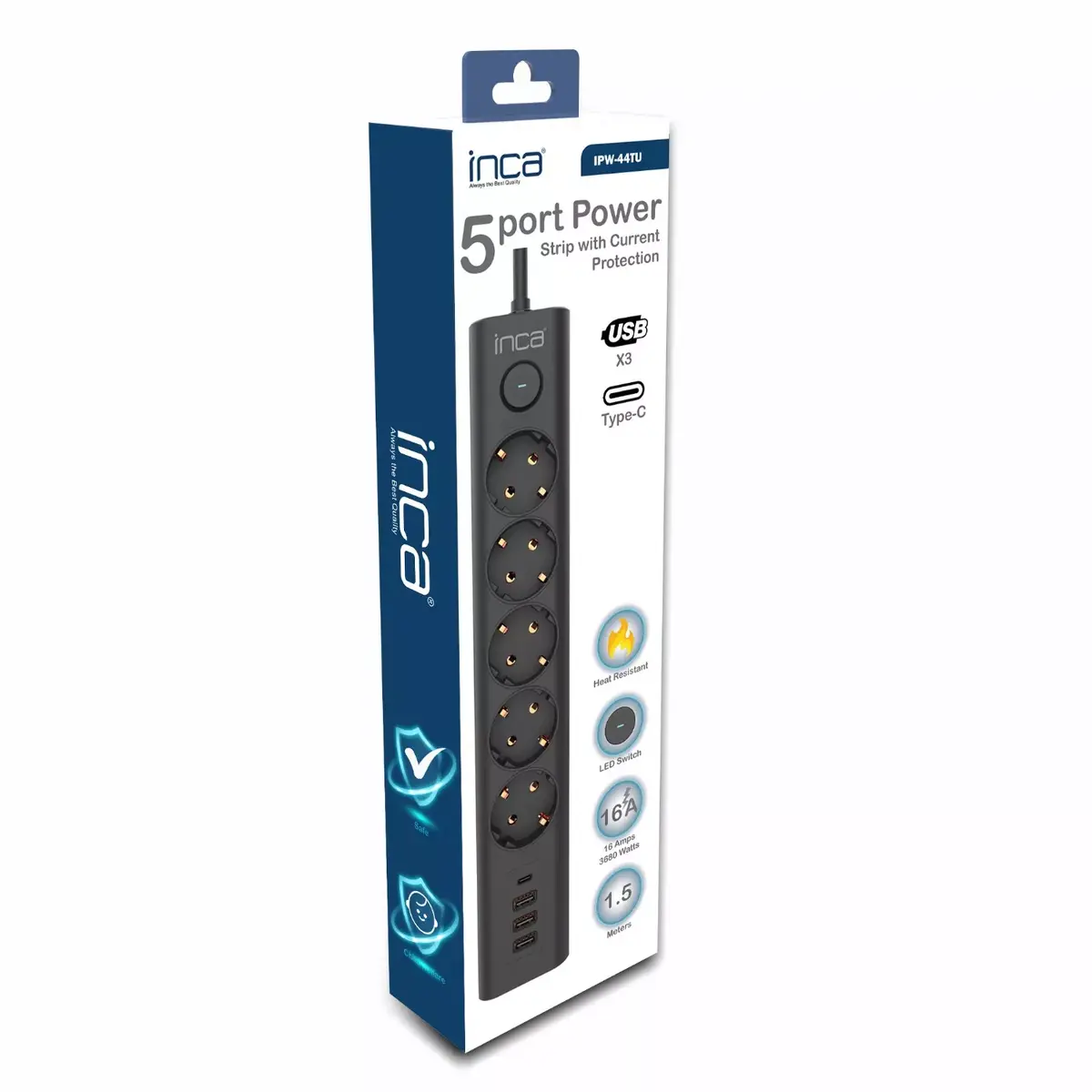 INCA IPW-44TU surge protector — 5 outlets Photo 7