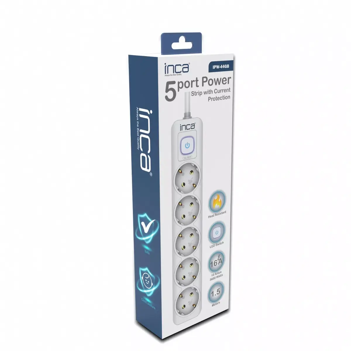 INCA IPW-44GB aizsargierīce — 5 kontaktligzdas Photo 11