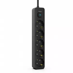 Surge protector INCA IPW-44SY — 5 AC outlets, 230 V, 1.5 m cable, black
