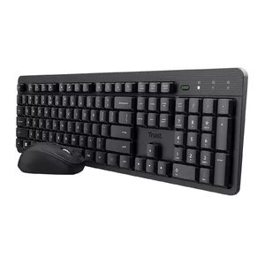 Bezvadu klaviatūras un pele komplekts TRUST Ody II — pilna izmēra QWERTY US English, RF, melns