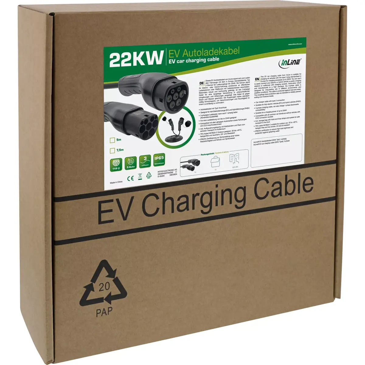 InLine EV automašīnas uzlādes kabelis 22kW Type2 Photo 9