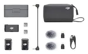 DJI Mic 2 Omnidirekcionāla bezvadu mikrofonu sistēma ar kameras stiprinājuma uztvērēju Melna