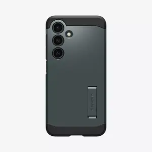 Protective cover Spigen Tough Armor for Samsung Galaxy S24 Plus, 6.7" (17 cm), PC+TPU, Black/Green, with kickstand