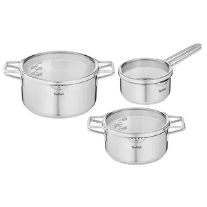 Tefal Nordica H852S3 Stainless Steel Saucepan Set, 3-Piece