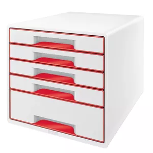 Leitz WOW CUBE Красный Белый 5 Ящиков Матовая Отделка