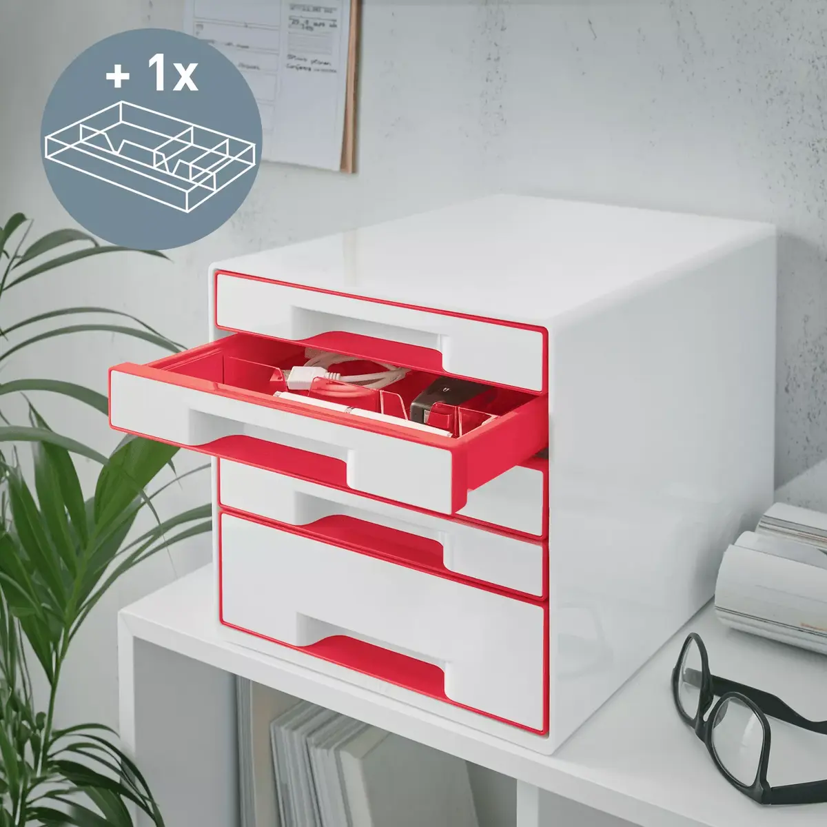 Leitz WOW CUBE Красный Белый 5 Ящиков Photo 2