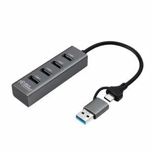 USB Hub MicroConnect USBHUB4-2IN1 USB 3.2 Gen 1 Type-A Type-C 5000 Mbit/s Черный